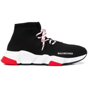 BALENCIAGA SPEED TRAINER LACE UP BLACK RED – BB015