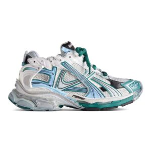 BALENCIAGA RUNNER SNEAKER IN WHITE, GREEN AND BLUE MESH AND NYLON – BB268