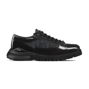 DIOR COMBAT DERBY SHOES BLACK POLISHED CALFSKIN AND BLACK OBLIQUE JACQUARD – CD197