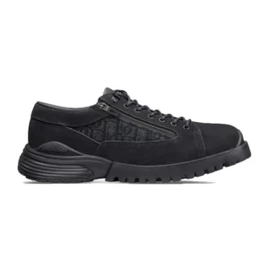 DIOR COMBAT DERBY SHOES BLACK SUEDE AND BLACK OBLIQUE JACQUARD – CD199
