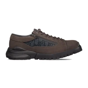DIOR COMBAT DERBY SHOES DEEP BROWN SUEDE AND BLACK OBLIQUE JACQUARD – CD198