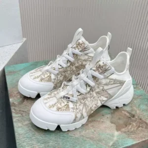 DIOR D-CONNECT SNEAKERS WOMEN REVE D’INFINI TECHNICAL FABRIC WHITE/GOLD – CD195