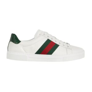 GUCCI ACE LEATHER SNEAKER WITH GREEN CROCODILE – GC229