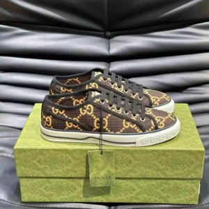 GUCCI TENNIS 1977 SHOES SNEAKERS IN EBONY/BEIGE – GC279