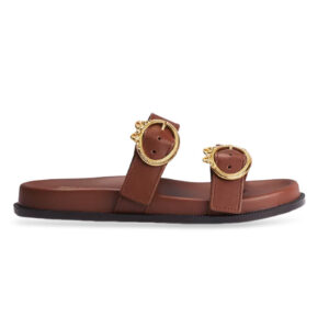 Christian Dior Women's Medaillon Buckle Slide Cognac