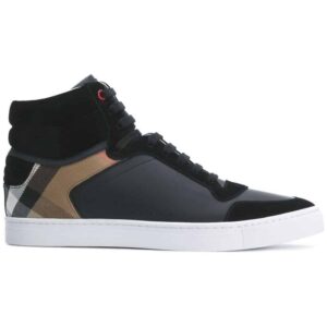 BURBERRY LEATHER AND HOUSE CHECK HI-TOP SNEAKERS – BBR28