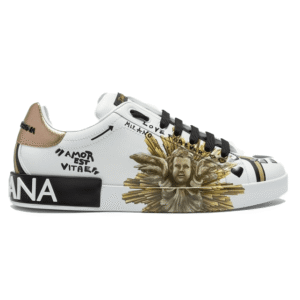 DOLCE & GABBANA PRINTED CALFSKIN PORTOFINO SNEAKERS – DG7