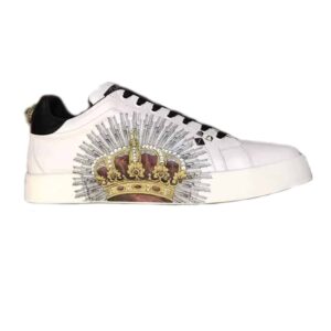 DOLCE & GABBANA PRINTED CALFSKIN PORTOFINO SNEAKERS – DG9