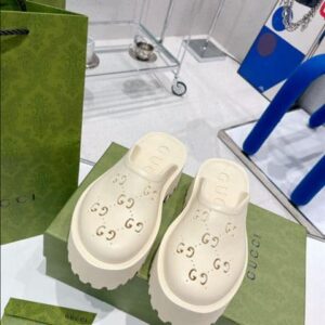 GUCCI WONMEN’S PLATFORM PERFORATED G SANDAL – SDG020