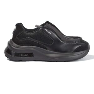 PRADA BRUSHED LEATHER SNEAKERS BIKE FABRIC SUEDE – PRD013