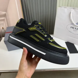 PRADA MACRO RE-NYLON AND BRUSHED LEATHER SNEAKERS – PRD060