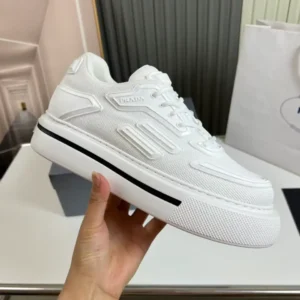 PRADA MACRO RE-NYLON AND BRUSHED LEATHER SNEAKERS – PRD061