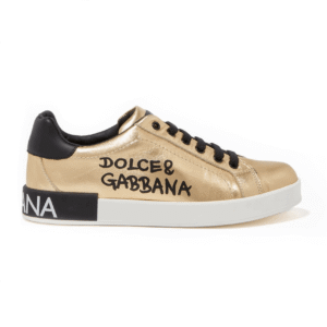 DOLCE AND GABBANA LOGO PRINT POSITANO LEATHER SNEAKERS – DG95