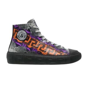 VERSACE SNAKESKIN EMBOSSED LEATHER HIGH TOP SNEAKERS – VS65
