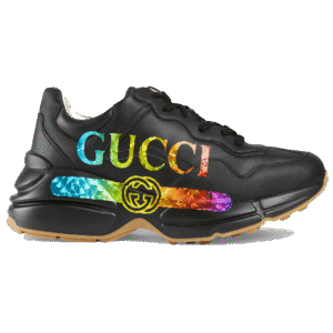 GUCCI RHYTON LEATHER SNEAKER WITH GUCCI LOGO