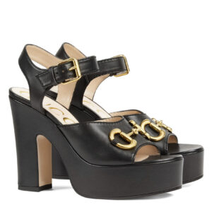 Gucci Women's Platform Sandal With Horsebit 674776 Black