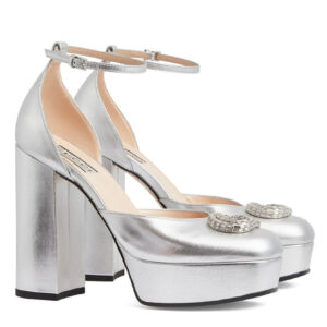 Gucci Women's Platform Pump With Double G 762386 Silver