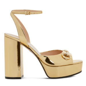 Gucci Women's Horsebit Platform Sandal 795224 Golden