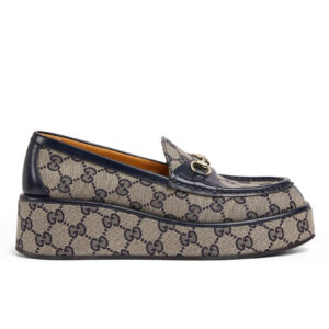 Gucci Women's Horsebit Wedge Loafer 794316 Dark Blue