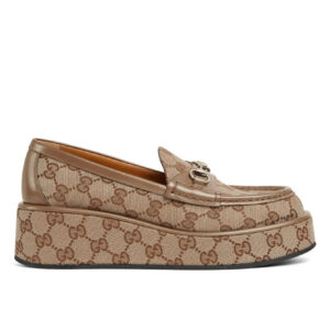 Gucci Women's Horsebit Wedge Loafer 794316 Coffee