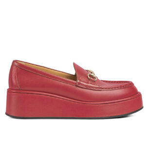 Gucci Women's Horsebit Wedge Loafer 794317 Red