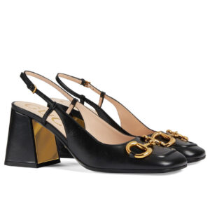 Gucci Women's Mid-heel Slingback With Horsebit Black