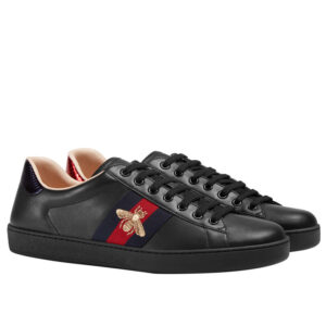 Gucci Ace Embroidered Low-top Unisex Sneaker 429446 Black
