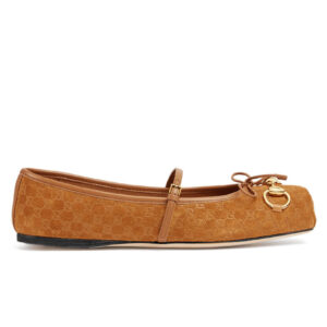 Gucci Women's Horsebit Ballet Flat 814413 Coffee