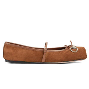 Gucci Women's Horsebit Ballet Flat 814414 Coffee