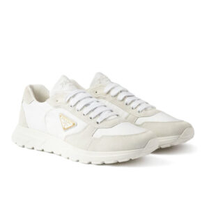 Prada Men's Prax 2.0 Re-Nylon And Suede Sneakers Cream